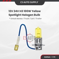 1pc 24V H3 100W 12V Yellow Spotlight Halogen Bulb 1pc Mentol Spotlight Fog Light Lori Trailer Treler