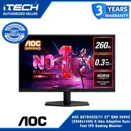 AOC Q27G42ZE/71 27" QHD 260HZ (2560x1440) 0.3ms Adaptive Sync Fast IPS Gaming Monitor