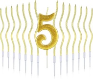 Birthday Candles Numbers 5 Cake Decoration, Pack of 13 Birthday Candle 5 and Spiral Candle for Cake,