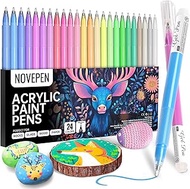 Acrylic Gel Pens, 24 Colors Adult Coloring Paint Pen, 1.0 Fine Tip Muticolor Marker Art Set for Blac