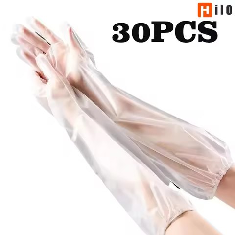 Hilo 30PCS Disposable Arm Guard Gloves Kitchen Household Cleaning Waterproof Elastic Drawstring Leng