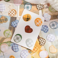 46pcs/pack  Checkered Sweetheart Series Stickers，Handbook Material Adhesive Tape Photo Album Diary DIY Decorative Stickers，Suitable  for Photo Albums Diaries Cups Laptops Mobile Phones Scrapbooks