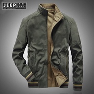 JEEP SPIRIT 1941 ESTD Double Wear New Loose Stand Neck Coat for Mens Youth Middle Age Spring and Aut