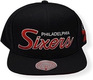 Black Philadelphia 76ers Script 2.0 Snapback Hat by Mitchell & Ness