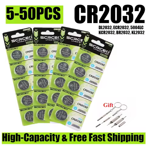 5-50PCS High-Capacity CR2032 Lithium Button CR 2032 Battery Compatible with AirTag Key Calculators C