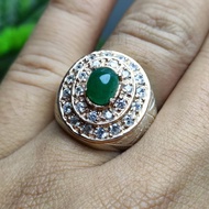 แหวนมรกต แซมเบียแท้ ล้อมเพชร แหวนเงินแท้ พลอยมรกตแซมเบีย 1-2กะรัต YTG-8123