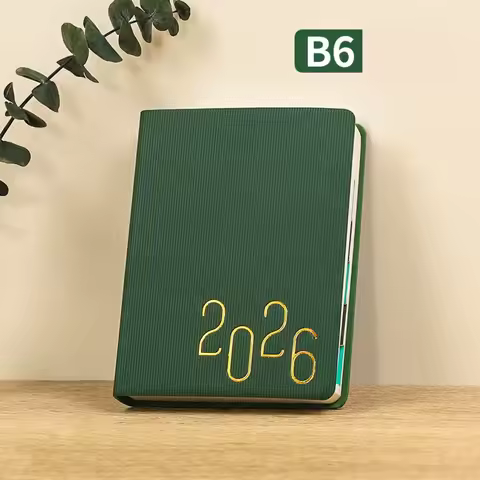 Calendar English 2026 Schedule Planner Notepad 12 Months Pu Leather B6 Schedule Book Simple Portable