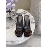 Ferragamo Ladies' Spring/Summer 2026 Silk Beaded Round-Toe High Heels