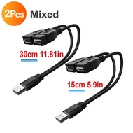 2-Port USB Cable USB Male to Female Splitter Extension Cord Charging & Data Transfer for Laptop Car