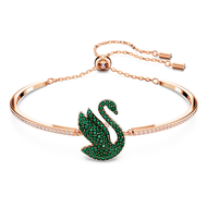 💖Swarovski💖Swarovski Iconic Swan สร้อยข้อมือเพชรสีเขียวหงส์S925 สร้อยข้อมือแฟชั่นสตรีเงินสเตอร์ลิงของขวัญวันเกิดวันวาเลนไทน์