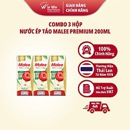 COMBO 3 Hộp Nước Ép Táo Malee Premium 200ml | Malee Premium 100% Apple Juice 200ml
