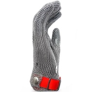 ถุงมือสแตนเลส 5 นิ้วมือ US MESH ขอบพลาสติก (M)