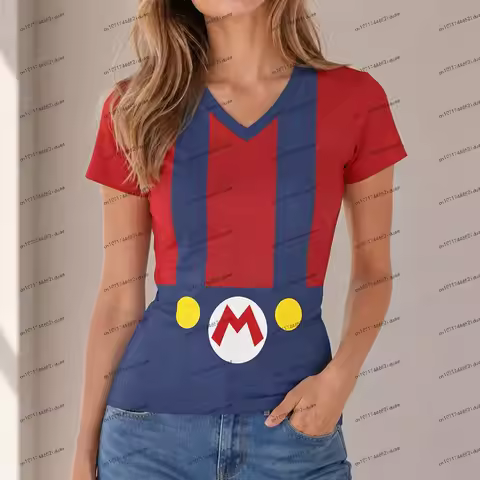 High Quality XS-5XL Summer V Neck Women's T-shirt Party New Cuteore Fashion Short Sleeve Hot Sale Ha