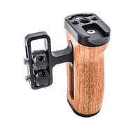 Camera Side Handle Grip // DSLR Camera Cage Left Right Side Wooden Handgrip with Cold Shoe