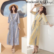 SG LOCAL WEEKEND X OB DESIGN CASUAL WORK WOMEN CLOTHES DRAWSTRING WAIST STRIPE MAXI DRESS S-XXXL SIZE PLUS SIZE