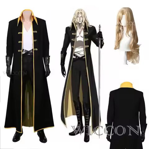 Castlevania Adrian Țepes Arukado Alucard Cosplay Costume Wig Outfit Anime Style Halloween Party Role