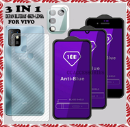 TEMPERED GLASS Blueray + Skin Belakang + Lensa Kamera 3ini1 For Vivo Y21 Y21T Y21S Y33S Y20 Y20i Y12