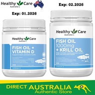 HEALTHY CARE Fish Oil 1000mg + Krill Oil (400 Capsules) / Fish Oil 1000mg + Vitamin D (200 capsules)