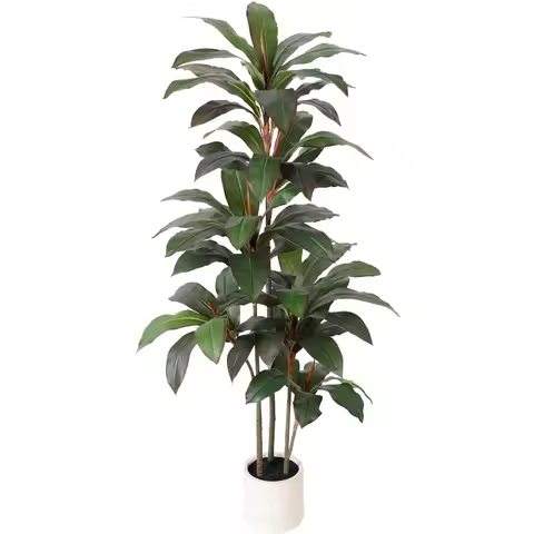Artificial Dracaena Tree 4 FT Fake Tree with White Planter, Faux Yucca Silk Floor Plants Indoor, Art