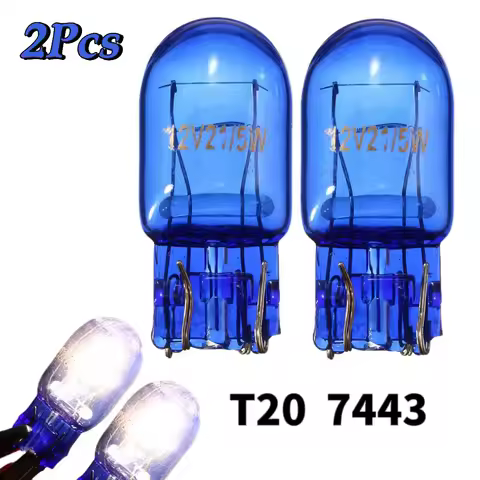 1/2/4pcs Car Lights T20 580 7443 W21/5W 12V W3x16q Natural Blue Glass Stop Brake Tail Car Signal Sid