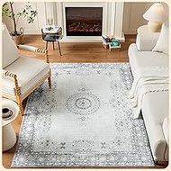 Istana 5x7 Area Rug - Grey/Gold Rugs for Living Room 5x7 - Foldable Rugs for Bedroom - Stain Resista
