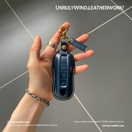 適用保時捷鑰匙卡宴Macan帕拉梅拉718Taycan911鑰匙套扣包真皮