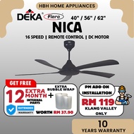 【FIERO NICA】Deka NICA 5 Blades DC Motor Ceiling Fan with 16 Speeds + RF Remote Control - Matt Black/