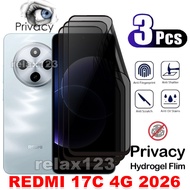 For REDMI 17C 4G 3PCS Anti-Privacy Hydrogel Films For Xiaomi Redmi 17c Redmi17C REDMI 17 C 4G 5G 202