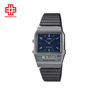 Casio Vintage AQ-800EB-2A Black Stainless Steel Band Men Watch / Women Watch / Unisex Watch