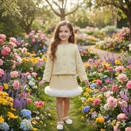 2 in 1 setela blazer dress wool pearl fur beautiful girls premium luxury 3-7 years old