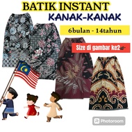 Kain Batik KANAK KANAK Perempuan Ready To Wear Girl Kids Batik Sarung baju mini kurung muslimah