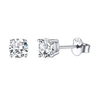Hypoallergenic 925 Sterling Silver Round Cut Cubic Zirconia CZ Earrings Studs for Women Men, 5MM/7MM