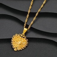 new Luxury 24K 9999 Pure Gold real gold Womens Hollow Heart Collarbone Necklace hot