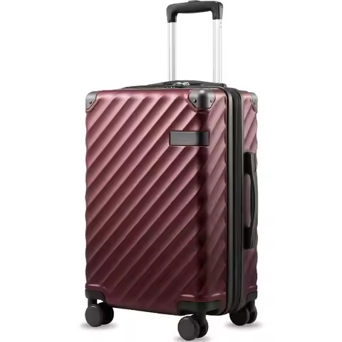 Carry On Luggage 22x14x9 Airline Approved Expandable Polycarbonate Hard Shell Suitcase 20 Inch Cherr