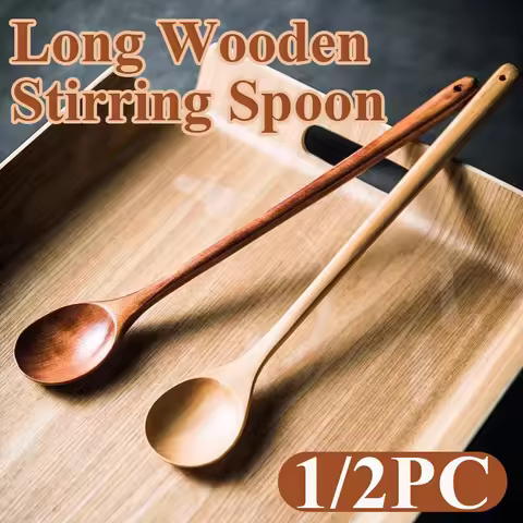 Long Wooden Stirring Spoon Wooden Spoon With Long Handle Soup Honey Coffee Spoon Mixing Spoon Extend