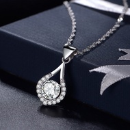 New Style pt950 Platinum Necklace Diamond Pendant 18k White Gold Diamond Chain Women Japanese Korean