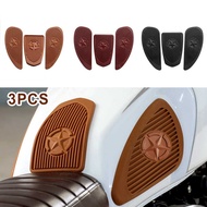 3Pcs Retro Motorcycle Cafe Racer Gas Fuel Tank Rubber Sticker Protector Side Tank Knee Grip Pad Star Grip Decal
