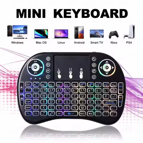 2.4G Mini Wireless Keyboard 3 Color Backlit I8 English Air Mouse Touchpad Remote Control For Laptop 