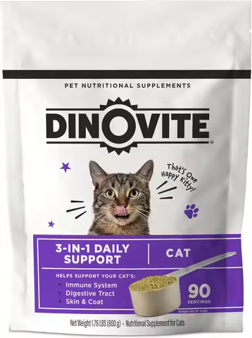 Cats Supplement - Immune + Digestive, Skin + Coat Support, Vitamins, Minerals, Omega 3, Enzymes, Pro