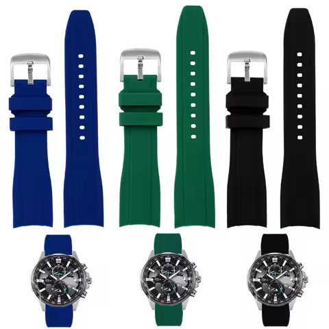 22mm Curved Rubber Strap For Casio Edifice EFR-303 EFR-304 MDV106 MTP-VD01 Waterproof Silicone Watch
