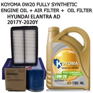 HYUNDAI ELANTRA AD 2017year - 2020year OIL FILTER + AIR FILTER + KOYOMA 0W20 FULLY SYNTHETIC ENGINE 