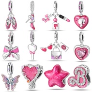 2024 New 925 Sterling Silver Barbie Series Bow Crystal Slippers Charm Beads Suitable For Original Br