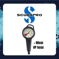 SCUBAPRO Pressure Metal Gauge + 90cm HP hose Rated to 400bar Low Pressure 50bar red area for easy vi
