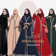 abaya muzdalifah ibu (tersedia couple anak) alkhatib collection - hitam bord htam l
