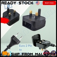 With Fuse - 2.5A EU Euro 2 Pin To British Standard MY UK 3 Pin Plug Adapter Socket Travel Converter 