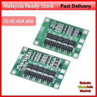 3S/4S 40A 60A Li-ion Lithium Battery Charger Protection Board 18650 BMS For Drill Motor 11.1V 12.6V/