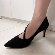 Black velvet high heels studd rock gothic SM fetish office OL 黑色窩釘給麂皮 絨面 高跟鞋 高爭 晚宴 情趣