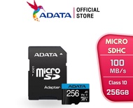 ADATA (เมมโมรี่การ์ด)256GB รุ่น Premier Micro SDXC C10 UHS-I Read 100/Write 25 MB/s With SD Adapter 