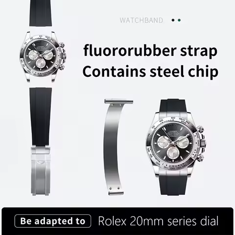 Soft FKM Fluororubber 20mm Watchband For Rolex Strap For Submariner GMT Daytona Yacht-Master Bracele