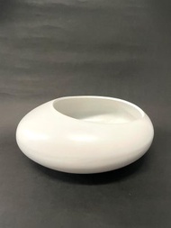 溢翠園藝 - 簡約白色陶瓷花盆 (橢圓形)